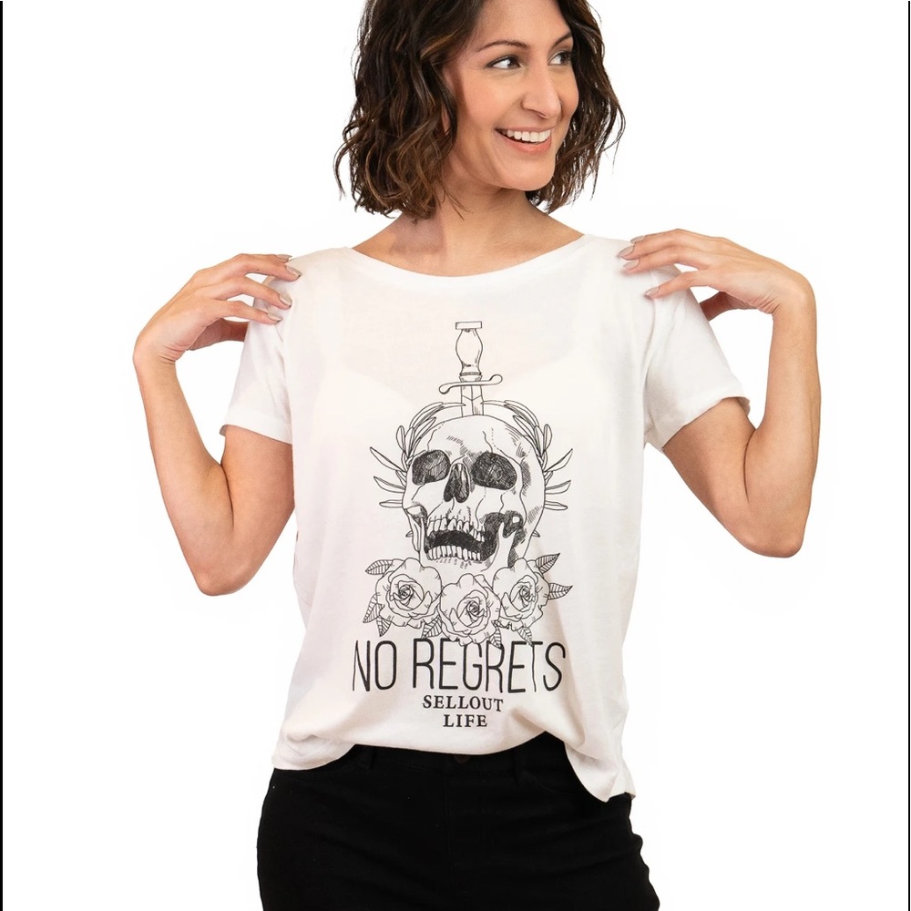 Sellout Life No Regrets graphic tee: punk rock skull NWT
